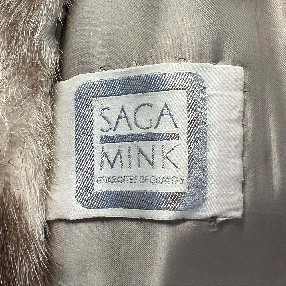 Saga Mink Natural Let Out Brown Cross Female Mink Fur Coat Size M Genuine Womens - Picture 9 of 14
